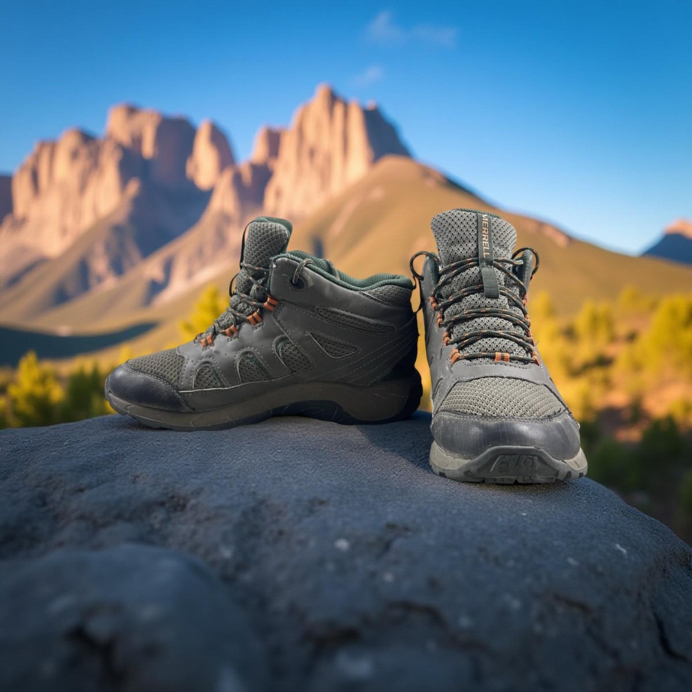 Merrell Youth 5 MK264768 Waterproof Hiking Boots M-Select DRY Grip Grey Green